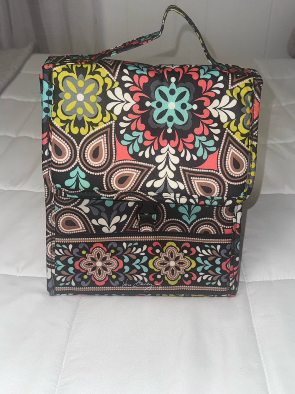 Vera Bradley Floral Pattern Lunch Bag in Black, Turquoise, Coral, Lime